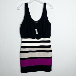 Express Dress Women Medium Mini Cocktail Stripe Bodycon B30